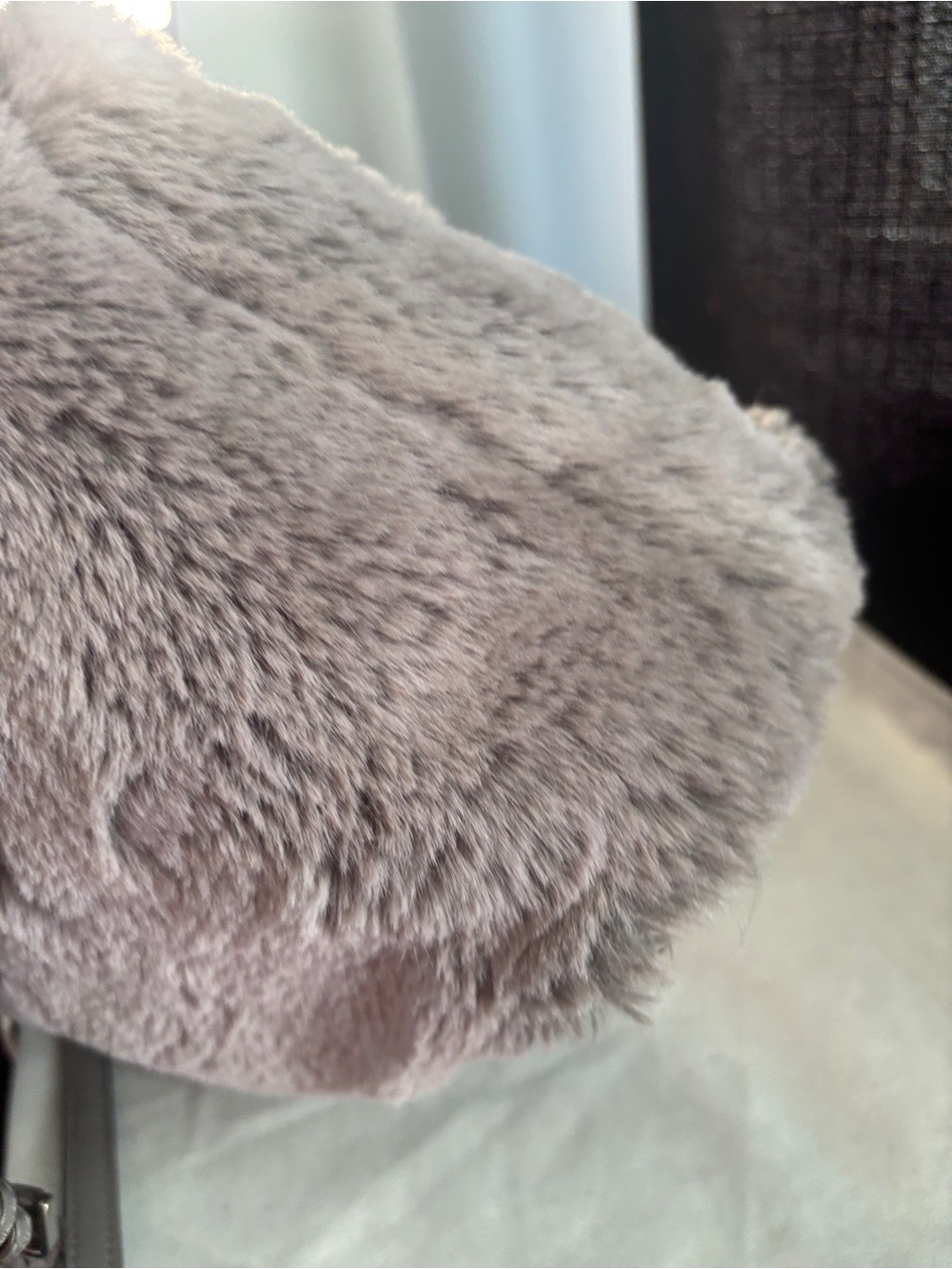 kate spade Gray  Fur Tote with Leather Handles - Picture 14 of 17